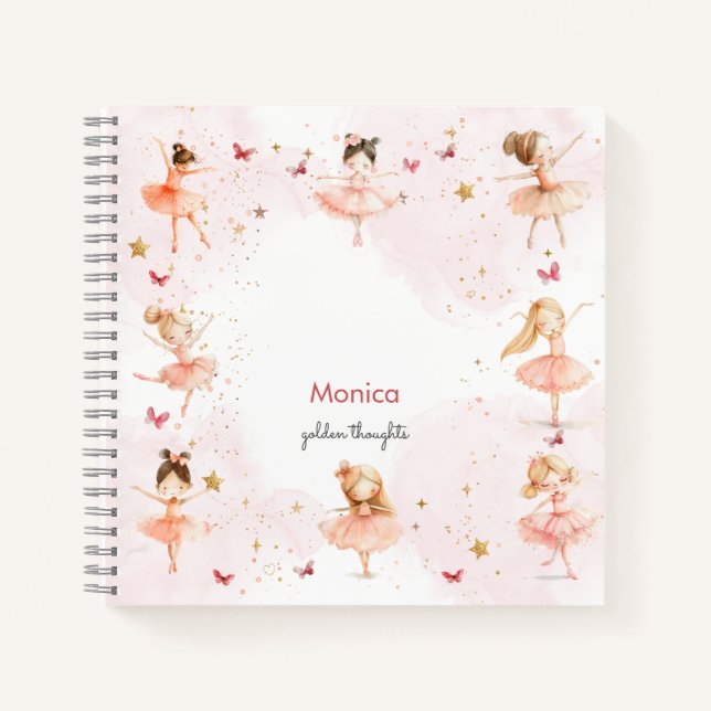 Cuaderno Baila y gira adorable niña bailarina de ballet  (Anverso)