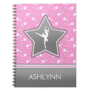 Cuaderno Bailarín entre las estrellas en rosa con SU NOMBRE