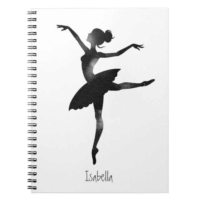 Cuaderno Bailarina acuarela elegante chic carbón (Frente)