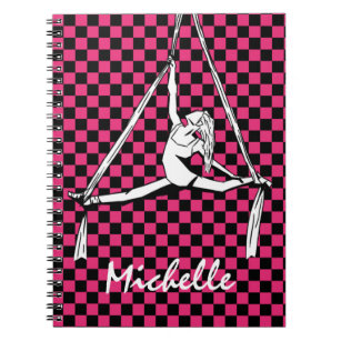 Cuaderno Bailarina aérea de danza rosa negro Personalizado 