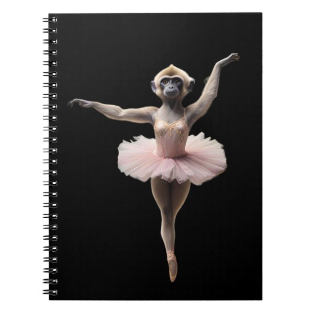 Cuaderno Bailarina De Ballet De Mono Gibbon En Un Tutu, (Frente)