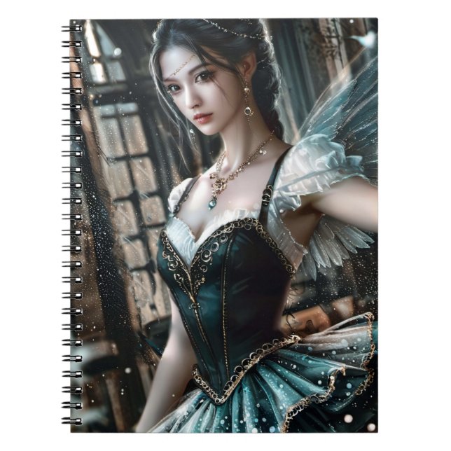 Cuaderno Bailarina de ballet en tuTu verde y alas de hadas (Frente)