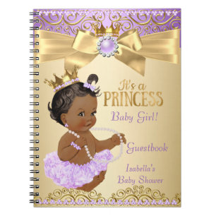 Cuaderno Bailarina de oro lila Princesa Baby Shower Étnico