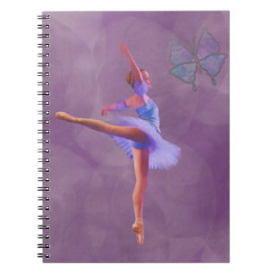 Cuaderno Bailarina en la posición del Arabesque en púrpur