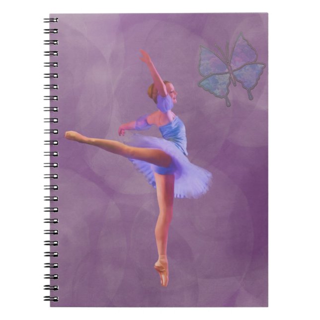 Cuaderno Bailarina en la posición del Arabesque en púrpura (Frente)