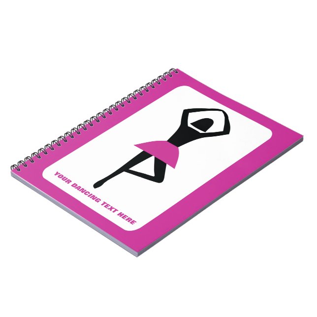 Cuaderno Bailarina negra, personalizado rosa caliente (Lado Izquierdo)