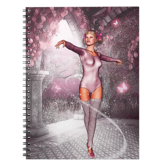 Cuaderno Bailarina rosa y mariposas hermosas (Frente)