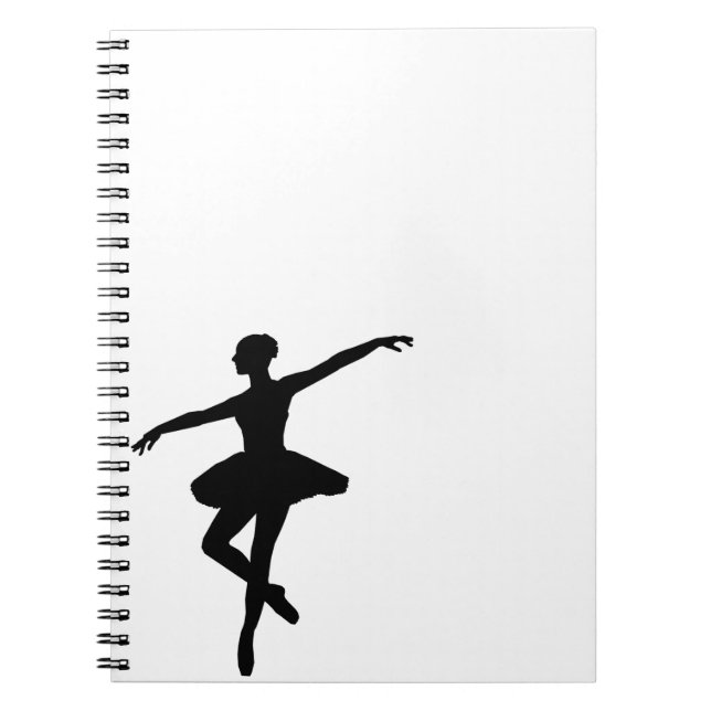 Cuaderno Bailarina Simple de Ballet Negro Blanco (Frente)