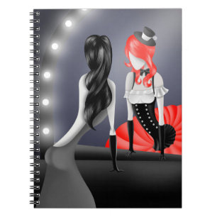 Cuaderno Bailarina y bailarina peculiar reflejo rojo