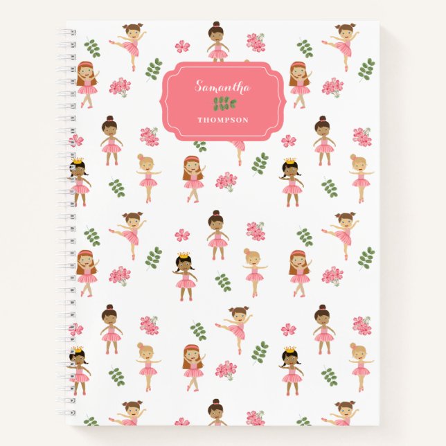 Cuaderno Bailarinas de Ballet Rosa Patrón de Baile Niña (Anverso)