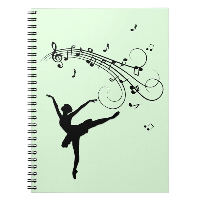 Cuaderno Baile Ballerina con música verde (Frente)