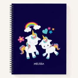 Cuaderno Baile lindo Unicornio arcoiris mágico y estrellas