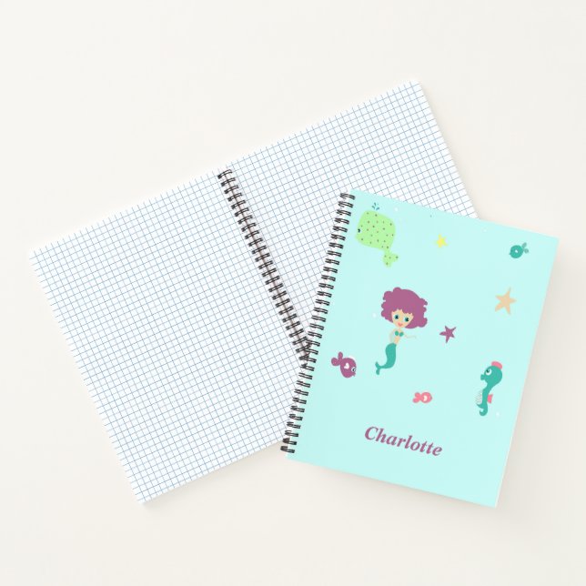 Cuaderno Bajo el agua criaturas patrón nombre personalizado (Interior)