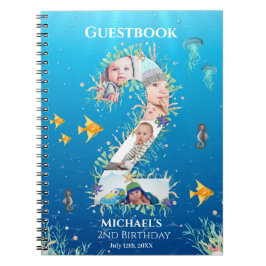 Cuaderno Bajo el Collage de fotos del Mar Segundo cumpleaño