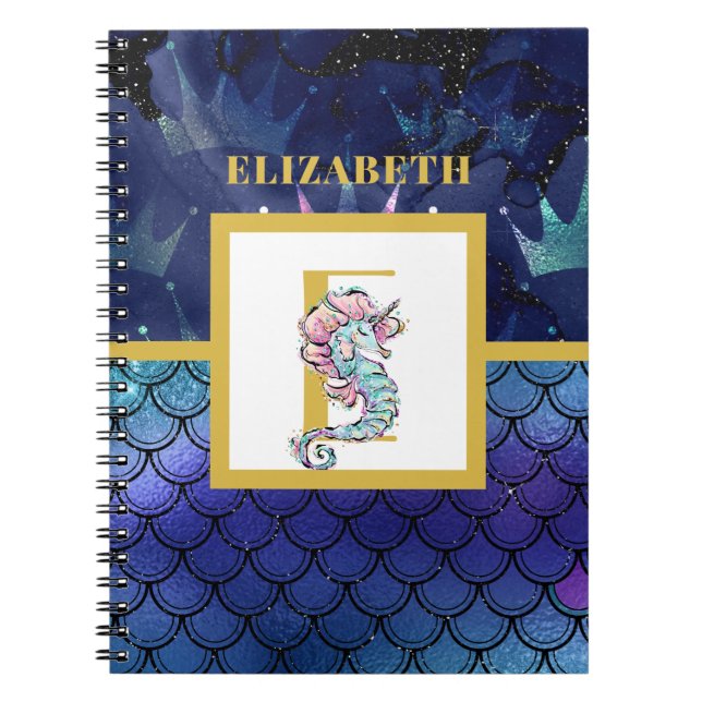 Cuaderno Bajo el mar con el caballito de mar Unicornio añad (Frente)
