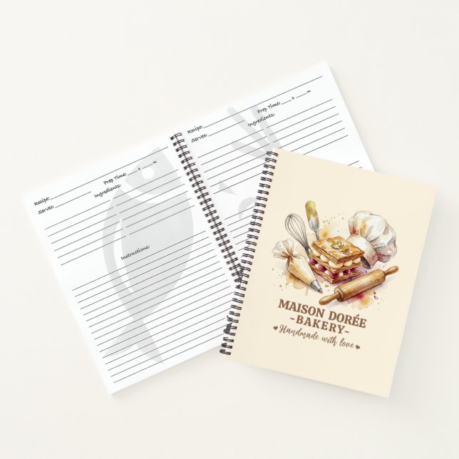 Cuaderno Bakery Pastry Chef Watercolor Gold Baking Catering (Interior)