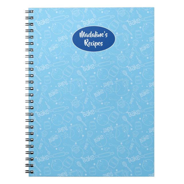 Cuaderno Baking Utensil Tool Blue Ilustracion Recipe Book (Frente)
