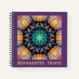Cuaderno Baldosa Geométrica de Nombre Personalizado Morado