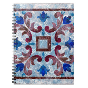 Cuaderno Baldosa italiana vintage con abstracto de paternac