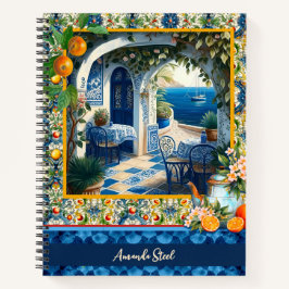 Cuaderno Baldosas azules de cítricos mediterráneos de Sicil