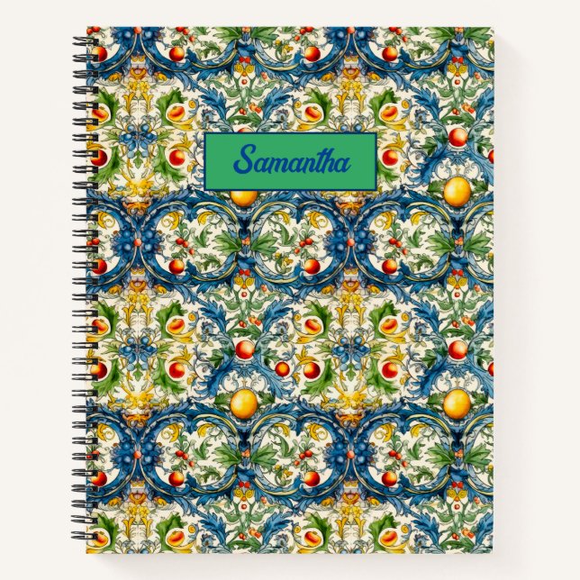 Cuaderno Baldosas azules de cítricos mediterráneos de Sicil (Anverso)