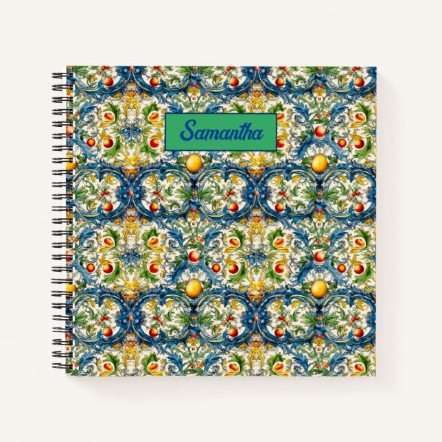 Cuaderno Baldosas azules de cítricos mediterráneos de Sicil (Anverso)