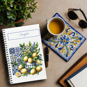 Cuaderno Baldosas azules y limones italianos   su nombre