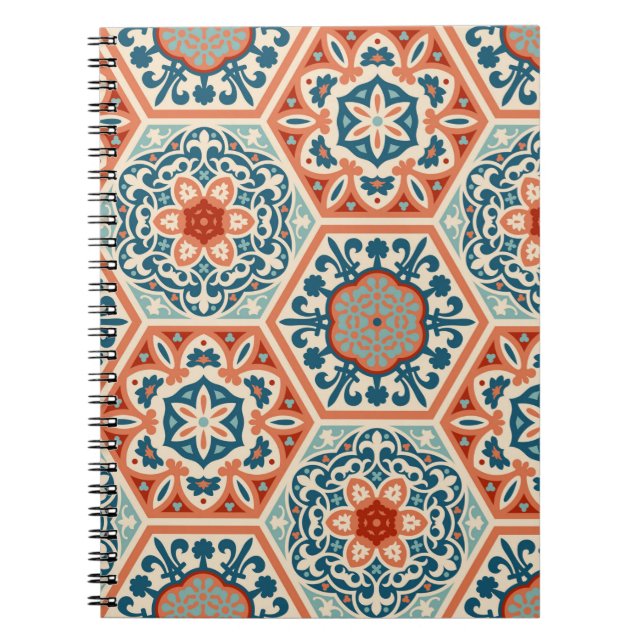 Cuaderno Baldosas cerámicas de cemento hexagonal decoradas, (Frente)