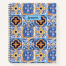 Cuaderno Baldosas de cerámica siciliana azul mediterránea