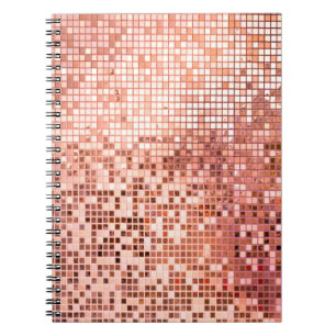 Cuaderno Baldosas de mosaico cuadrado de oro rosa rosa