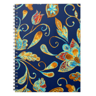 Cuaderno Baldosas de patrón floral de la acuarela de Paisle