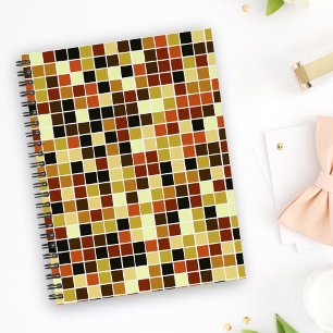 Cuaderno Baldosas de piscina, mosaicos marrones, patrón geo