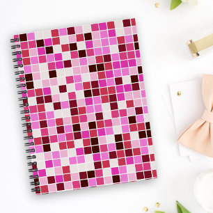 Cuaderno Baldosas de piscina, mosaicos rosados, patrón geom