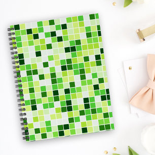 Cuaderno Baldosas de piscina, mosaicos verdes, patrón geomé