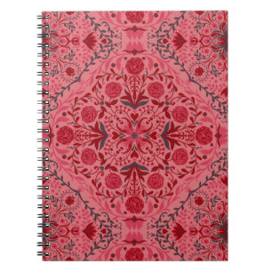 Cuaderno Baldosas florales en rojo y rosa de la sandía