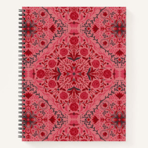 Cuaderno Baldosas florales en rojo y rosa de la sandía