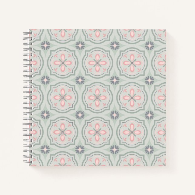Cuaderno Baldosas Florales Verde Pastel (Anverso)