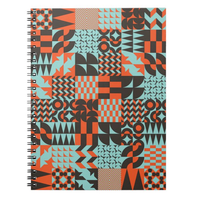 Cuaderno Baldosas geométricas mosaicas, patrón elegante sin (Frente)