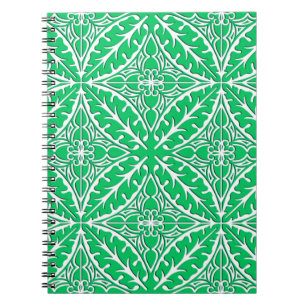 Cuaderno Baldosas marroquíes - verde jade y blanco