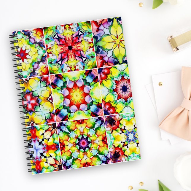 Cuaderno Baldosas mediterráneas, mosaicos de tinta de alcoh (Subido por el creador)