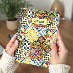 Cuaderno Baldosas Mediterráneas Naranjas Geométricas Monogr