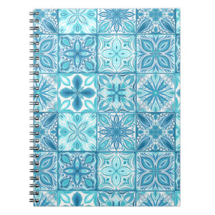 Cuaderno Baldosas orgánicas en azul y blanco
