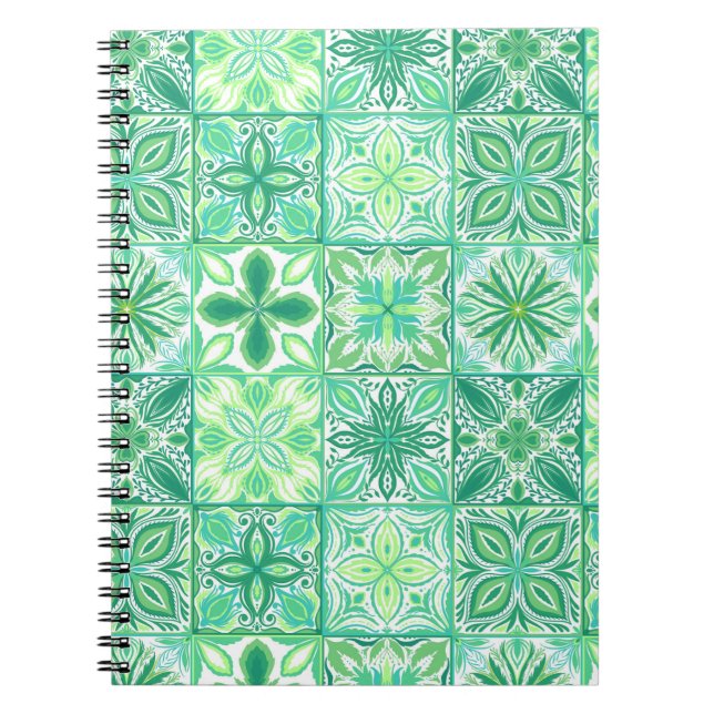 Cuaderno Baldosas orgánicas en blanco y verde (Frente)
