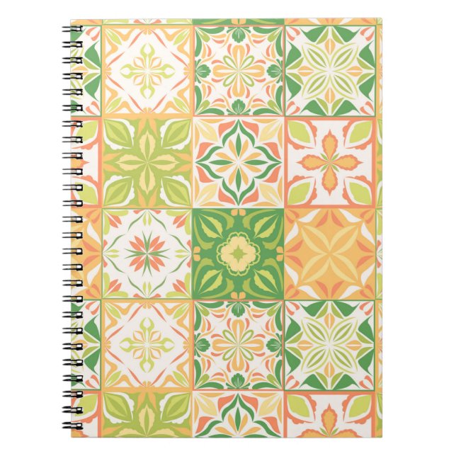 Cuaderno Baldosas orgánicas en verde y amarillo (Frente)