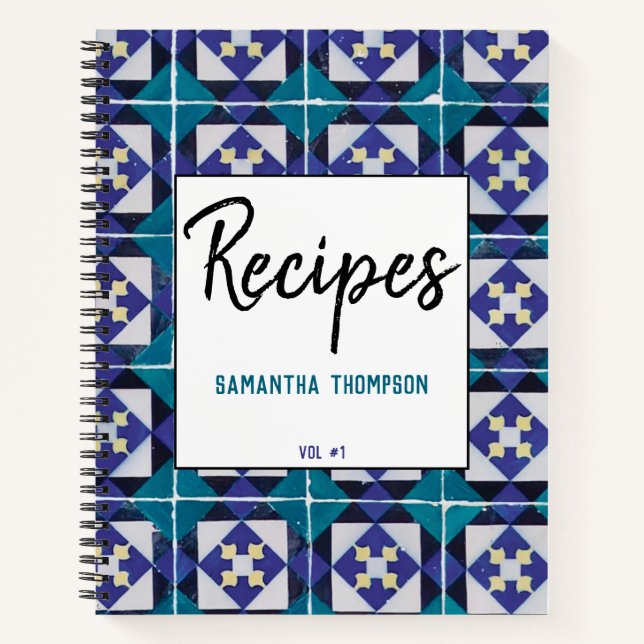 Cuaderno Baldosas portuguesas Azulejo Recetas Geométricas d (Anverso)