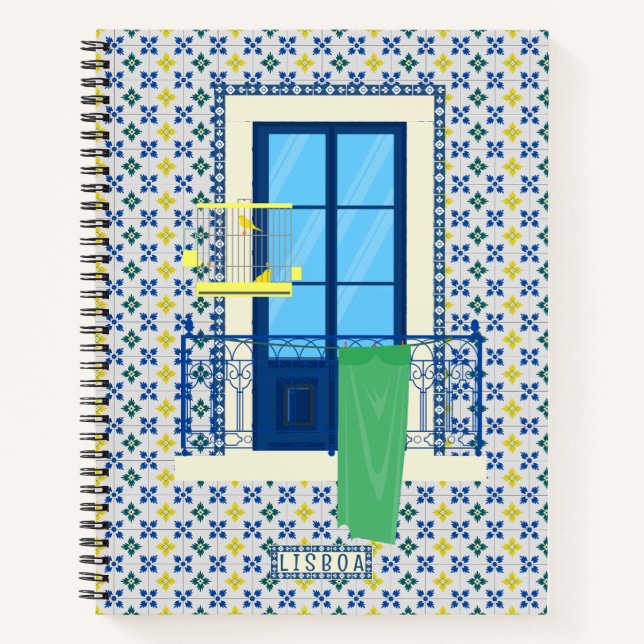 Cuaderno Baldosas portuguesas y balcón con ventana (Anverso)