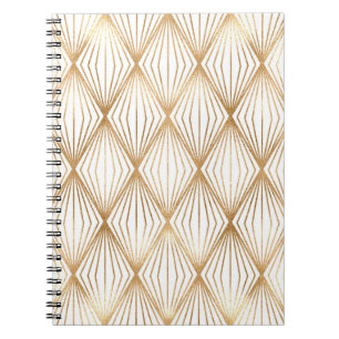 Cuaderno Baldosas rhombus de oro, patrón geométrico.