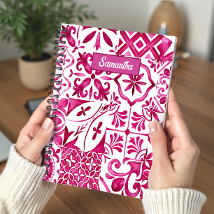 Cuaderno Baldosas Sicilianas de Mayólica Rojas de Verano