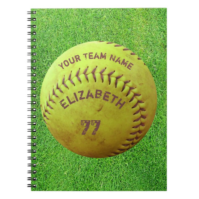 Cuaderno Ball de equipo de nombre sucio de Softball (Frente)