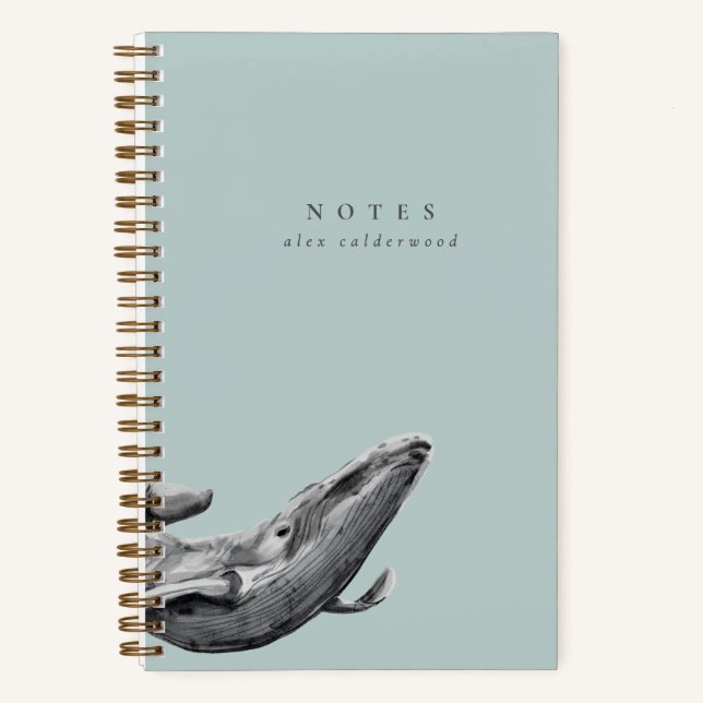 Cuaderno Ballena acuática moderna personalizada (Anverso)